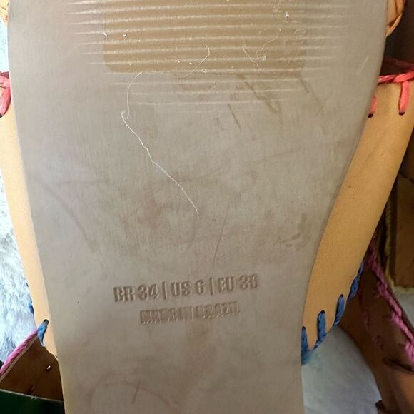 NEW Farm Rio caramel palm tree Whipstitch vegan flat buckle sandals 6 - Picture 10 of 11